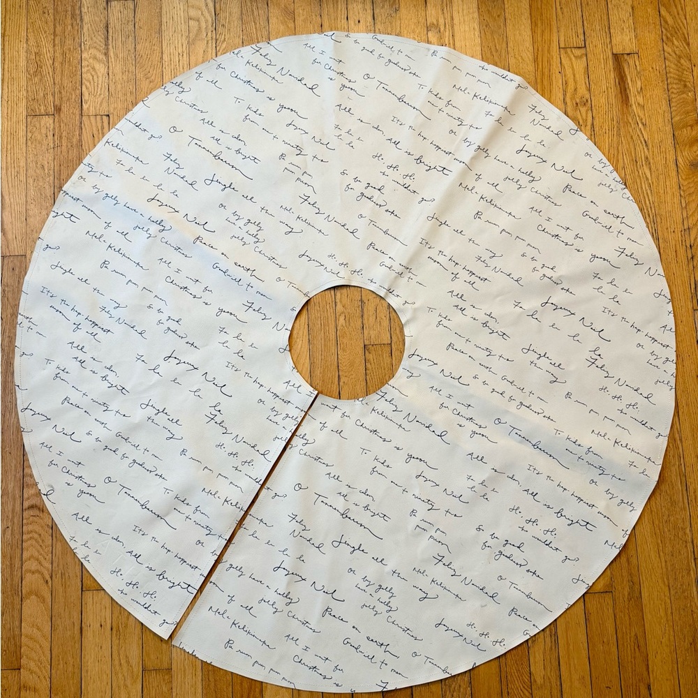 Gathre Ivory and Black Script Leather Tree Skirt